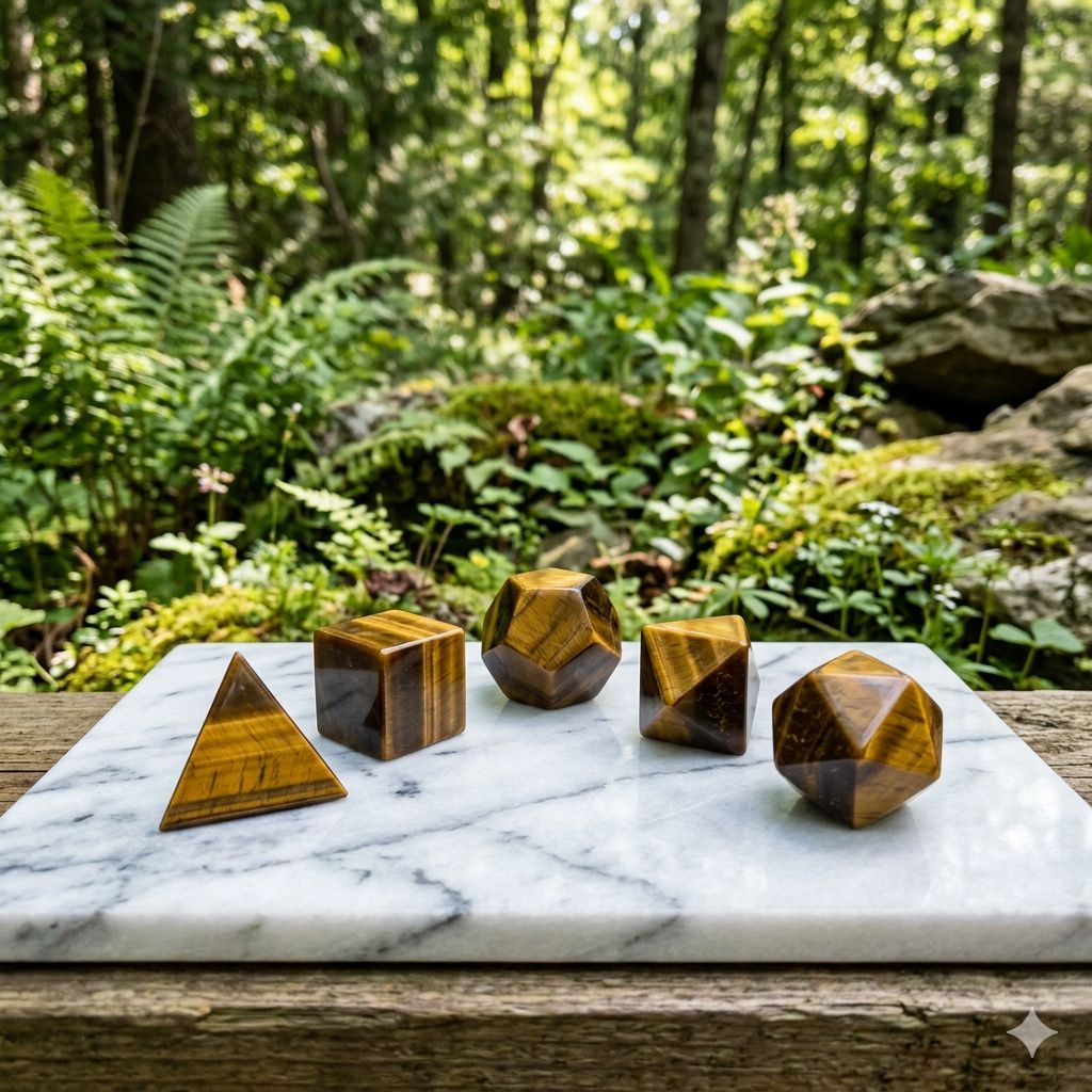 Tiger's Eye Sacred Geometry Set \ 5 Figures