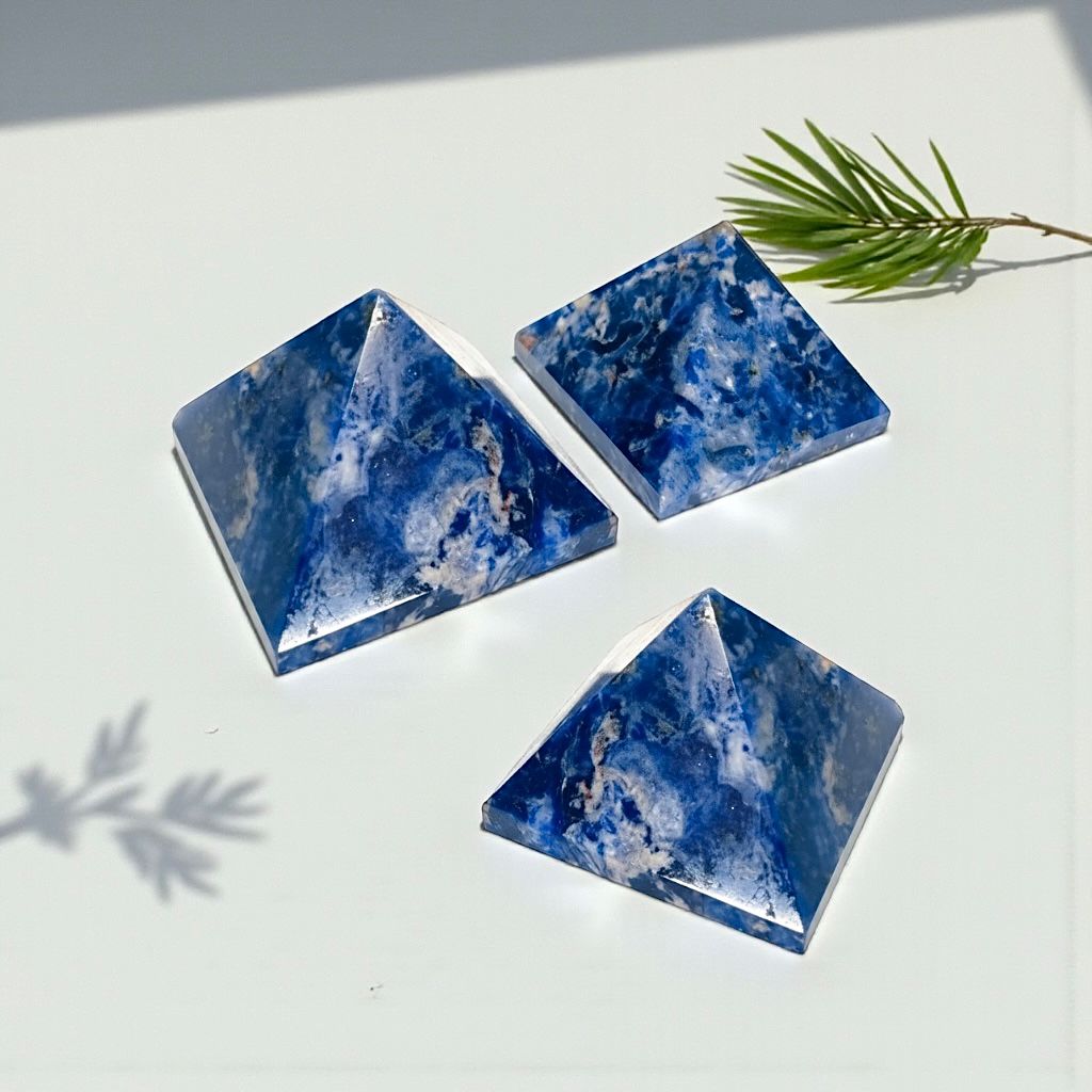 Sodalite Pyramid for Healing \ Crystal Grid & Vastu or Feng Shui