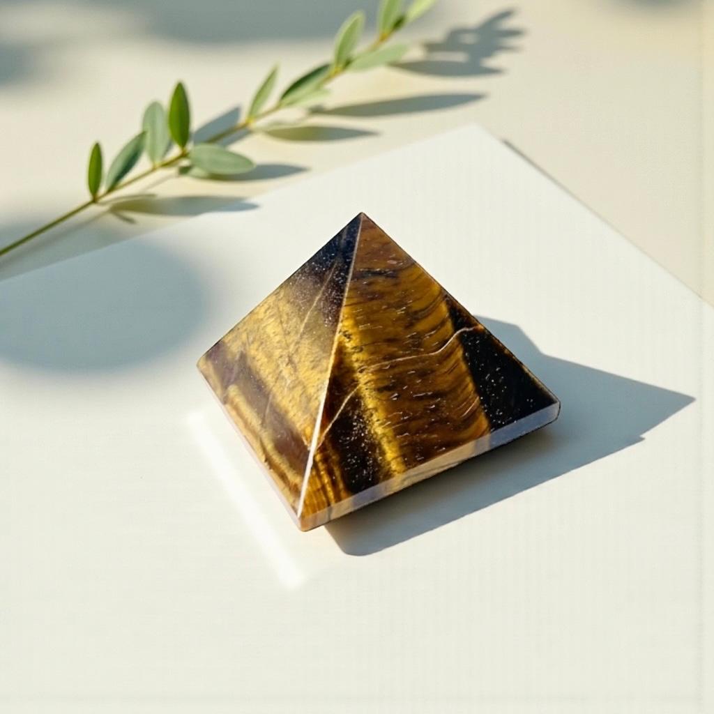 Tiger's Eye Pyramid for Healing \ Crystal Grid & Vastu or Feng Shui