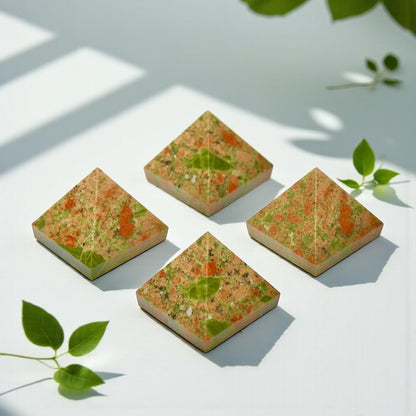 Unakite Pyramid for Healing \ Crystal Grid & Vastu or Feng Shui